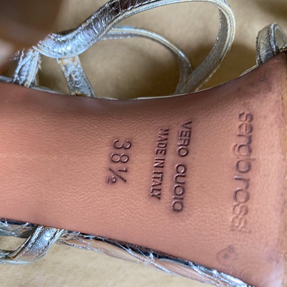 Sergio Rossi silver strappy leather heels - Picture 6 of 16